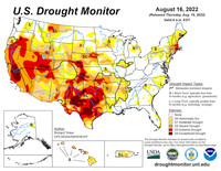 Drought map for the week of August 16, 2022