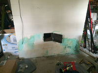 Photo of a fireplace support column with unusual stains