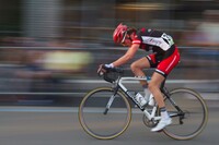 cyclist approaching the finish line of a race