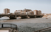 Downtown Grand Rapids museum and bridge.