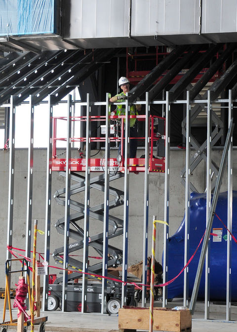 Metal stud construction at U.S. Air Force Museum